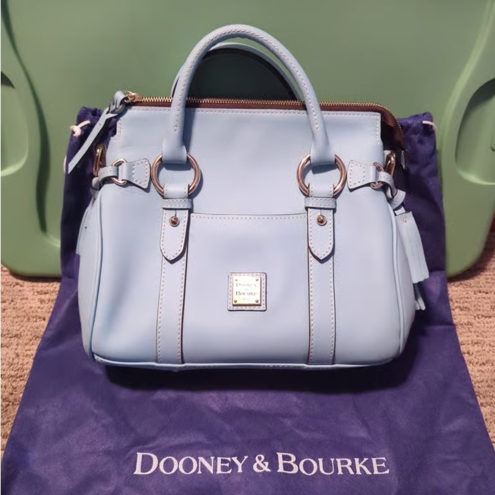 Dooney & Bourke Baby Blue Leather Satchel with Gold Hardware
